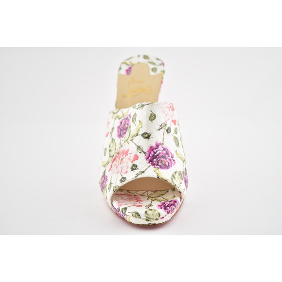 Christian Louboutin Pigamule 120 White Pink Floral Mule Sandal Heel Pump 36.5 - Picture 6 of 12